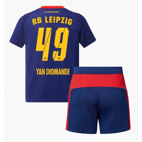 Fotbalové Dres RB Leipzig Yan Diomande #49 Dětské Venkovní 2025-26 Krátký Rukáv (+ trenýrky)